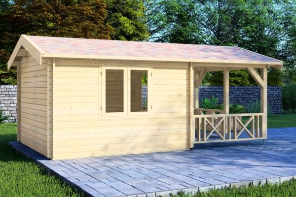 Blockhaus Dersau 44 mm BB mit Fußboden 18 mm Satteldach o. Dachpappe – Bild 2