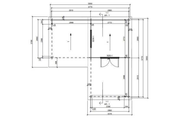 Blockhaus Plön 44 mm BB mit Fußboden 18 mm Flachdach o. Dachpappe – Bild 4