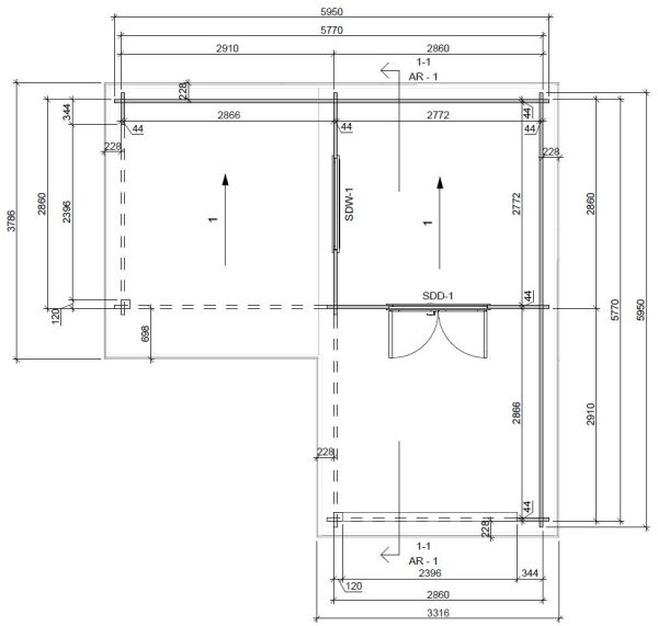 Blockhaus Plön 44 mm BB mit Fußboden 18 mm Flachdach o. Dachpappe – Bild 5