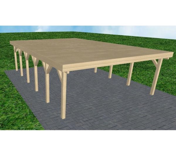 JODA Carport Büsum LG Master Holzblende, Flachdach vorb.f. Gründach