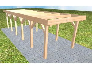 JODA Carport Bergen LO Perfect Holzblende, Flachdach ohne Bedachung