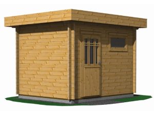 JODA Blockhaus Münster 28 mm BB Sockelmaß 308x248 cm Flachdach mit EPDM-Folie