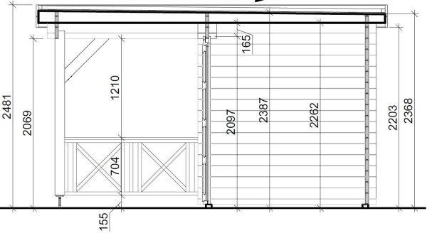 Blockhaus Preetz 44 mm BB mit Fußboden 18 mm Flachdach o. Dachpappe – Bild 5
