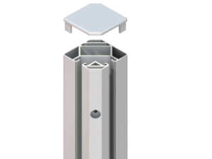 System Eck-Klemmpfosten Silber – aus Aluminium – bestehend aus 2 Halbpfosten. Passend für System WPC und System Glas. Die Pfosten sin