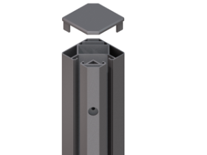 System Eck-Klemmpfosten Anthr. – aus Aluminium – bestehend aus 2 Halbpfosten. Passend für System WPC und System Glas. Die Pfosten sin