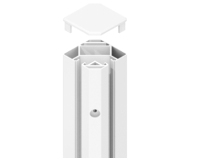 System Eck-Klemmpfosten Weiß – aus Aluminium – pulverbeschichtet Weiß – bestehend aus 2 Halbpfosten