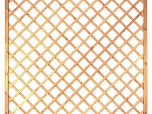Diagonal-Rankzaun 180 x 180 cm
MW 10 x 10 cm, Rahmen 45/45 mm, kdi grün
Leisten 12 x 30 mm, genagelt