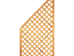 Diagonal-Rankzaun ECKE  90 x 180/90 cm
MW 6 x 6 cm, Rahmen 45/45 mm, kdi grün
Leisten 12 x 30 mm, genagelt