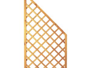 Diagonal-Rankzaun ECKE  90 x 180/90 cm
MW 10 x 10 cm, Rahmen 45/45 mm, kdi grün
Leisten 12 x 30 mm, genagelt