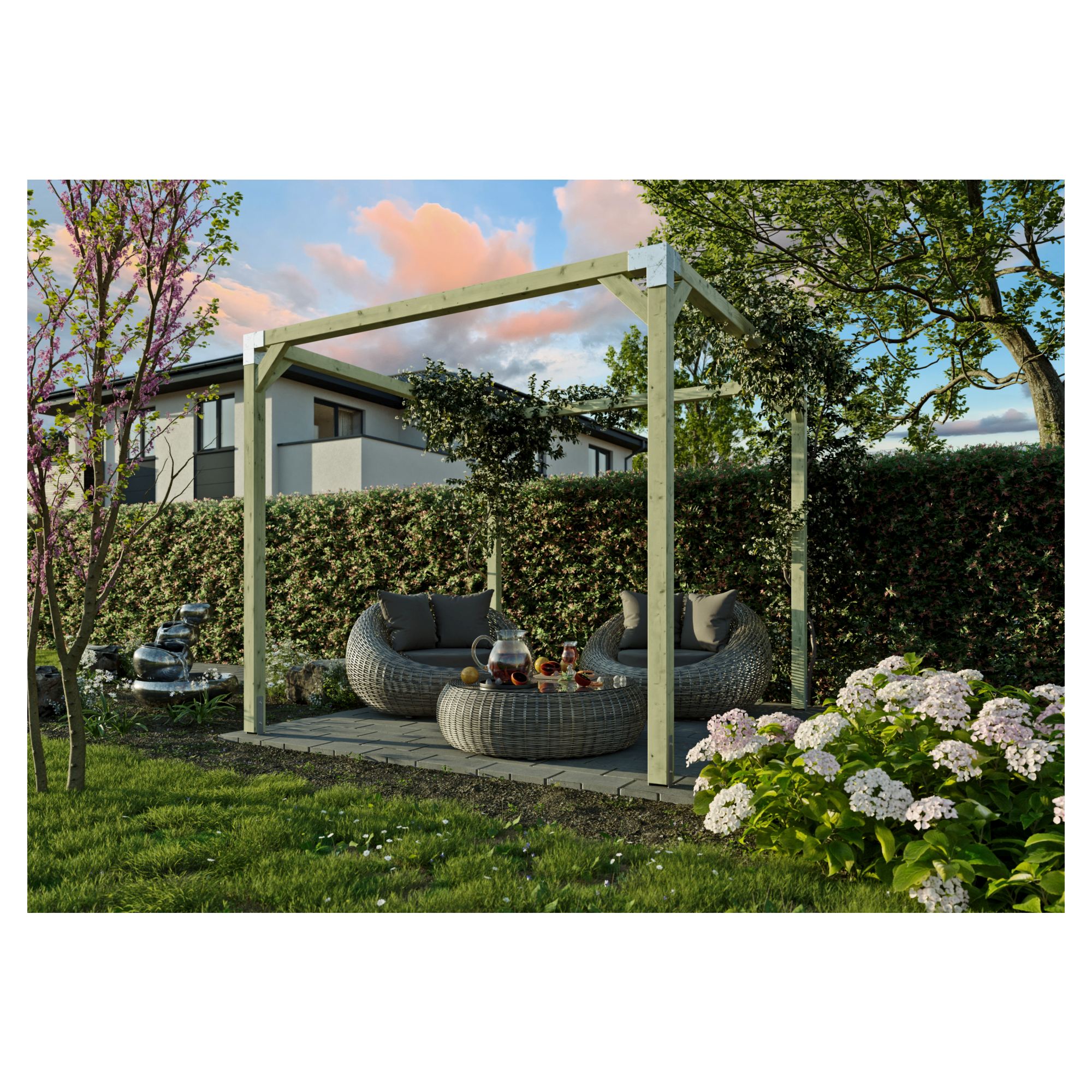 QUATTRO-Pergola 3 240x300x240cm
Pfosten 9x9 cm, inkl. Metall-Steckverbinder
ohne Schrauben, DIY-Bausatz – Bild 2