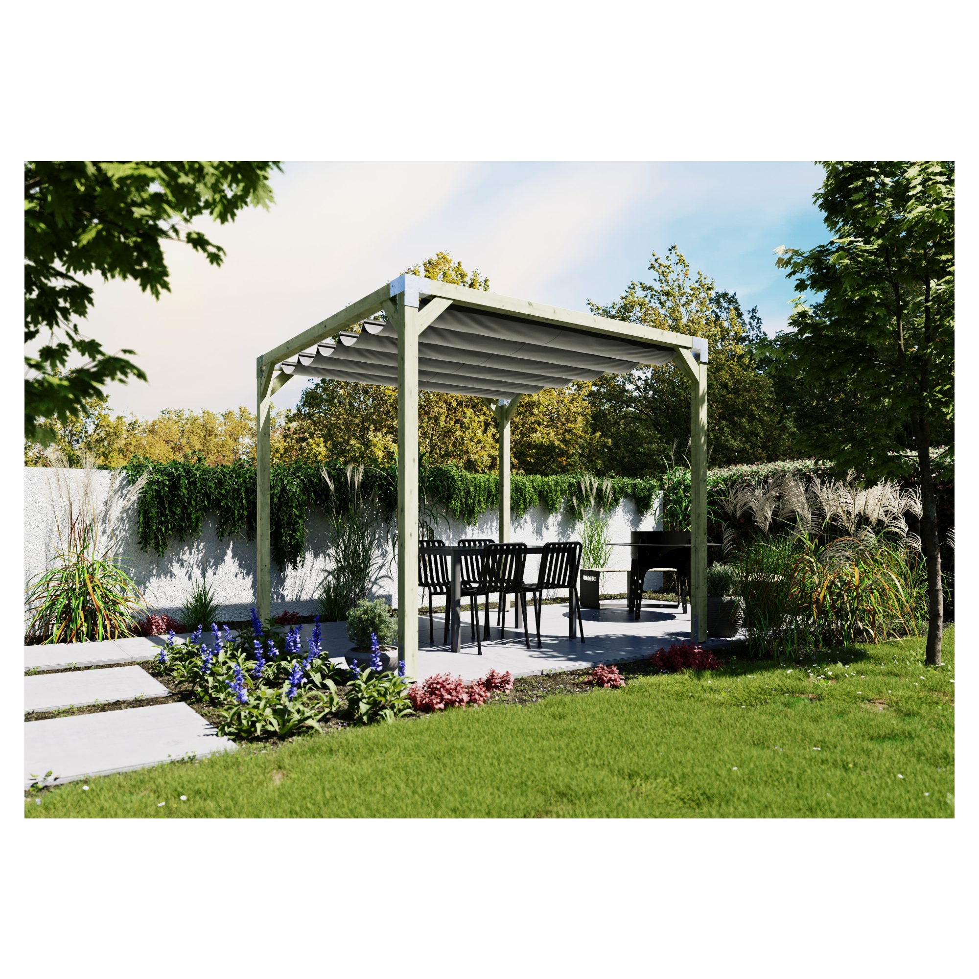QUATTRO-Pergola 6 300x300x240cm
Pfosten 9x9 cm, inkl. Metall-Steckverbinder
ohne Schrauben, DIY-Bausatz – Bild 3