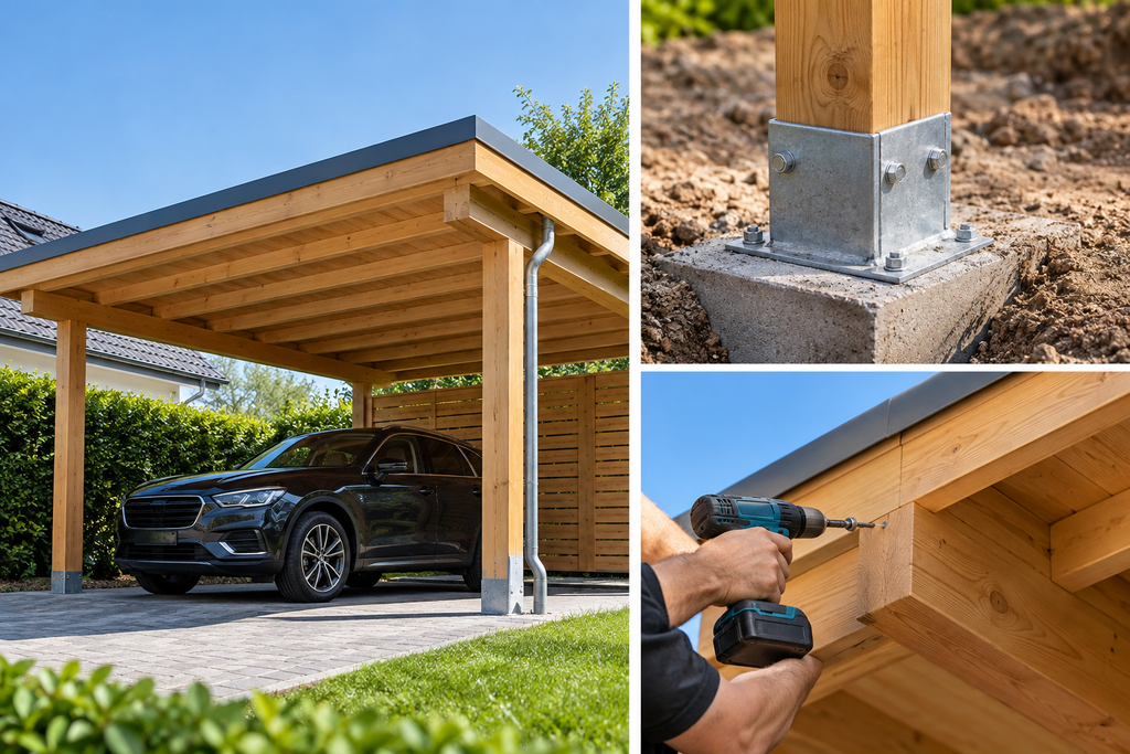 Carport Fundament mit Pfostenanker