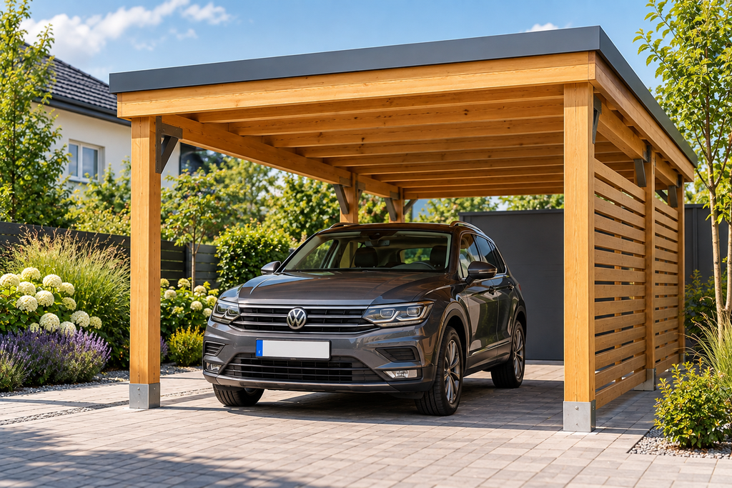 Carport an der Grundstücksgrenze