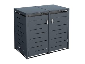 OSKAR Mülltonnenbox ANTHRAZIT
132 x 80 x 116 cm, Stahl verz. pulverbesch.
Für 2 Tonnen bis 240 Liter