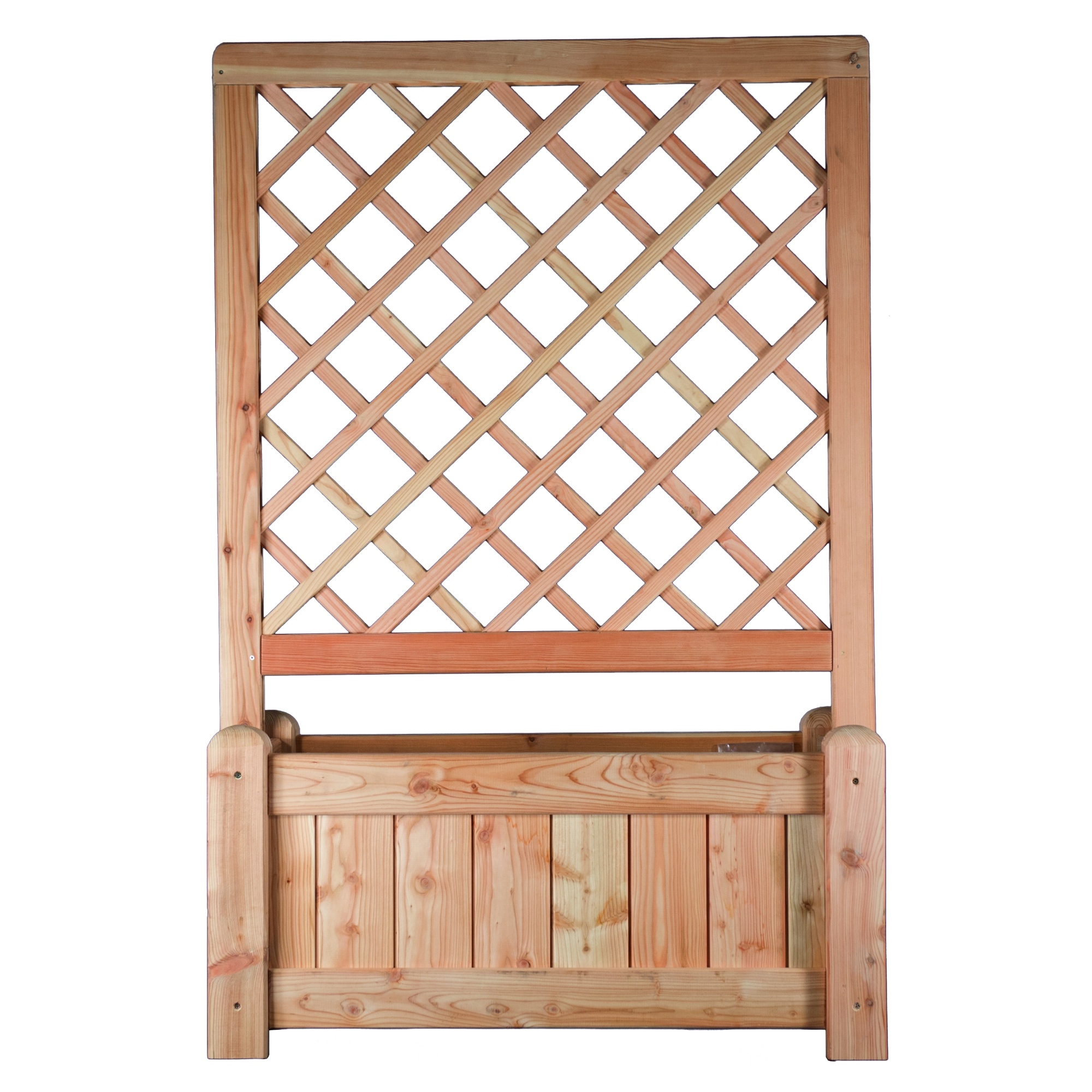 GÖTEBORG Blumenkübel Lärche
B 100 x T 50 x H 50 cm, V2A verschraubt
Pfosten 88/88 mm, Bretter 18/78 mm – Bild 2
