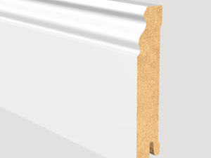 Profilsockelleisten MDF – Altberliner/ Hamburger Profil 80 – mit weißer Grundierfolie (ähnl. RAL 9016) VE: 6 Stk./Bund - Palet