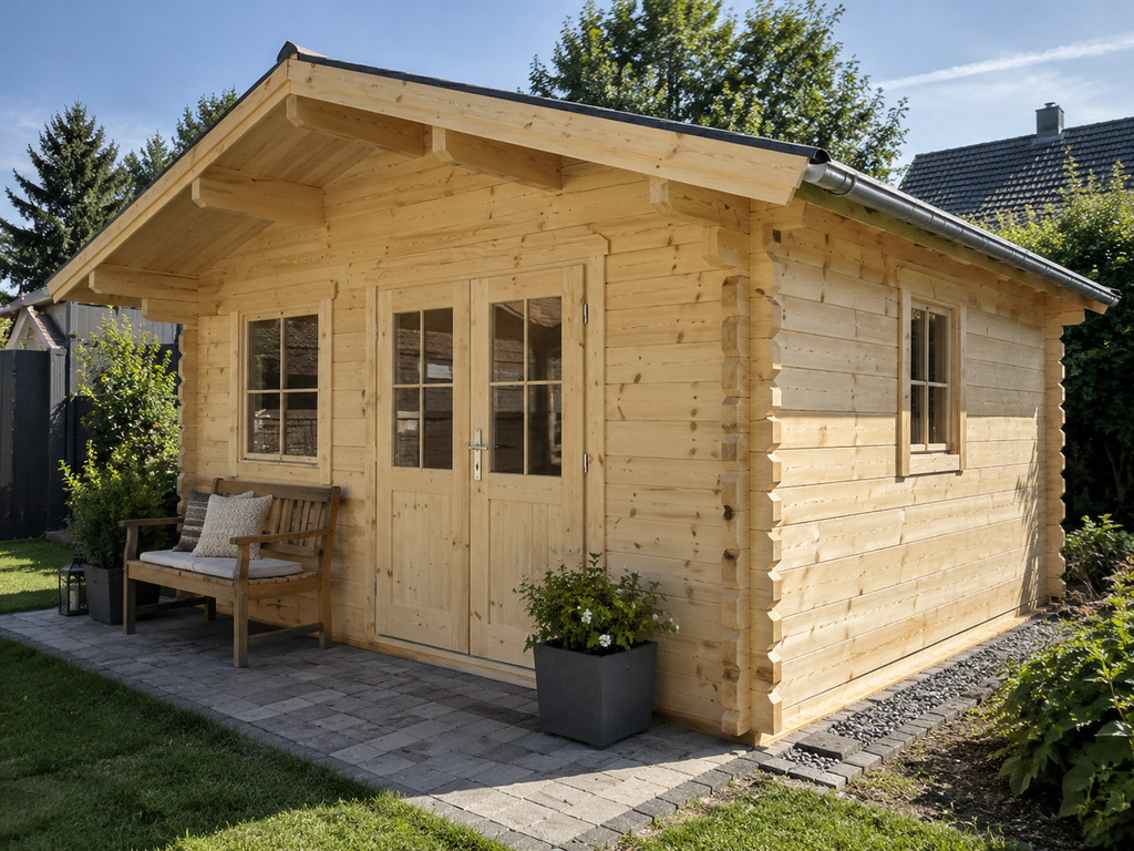 Gartenhaus Qualität erkennen – hochwertiges Blockbohlenhaus aus Holz