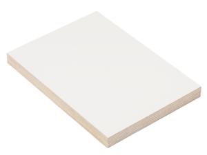 Birken-Sperrholz weiß besch. – 2-stg. Melaminfilm Weiß deckend ca. 395 g/m² je Seite Verleimung: EN314/Kl. 3 CE: EN 13986 - EN 636-