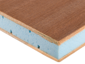 Sandwich-Verbundelement – Okoume Messerdeck – beidseitig 4 mm – AW 100 verleimt nach EN 314-2 (Klasse 2) Kern 28 mm Styrofoam