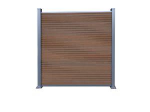 WAREN-Serie, WPC-Steckzaun-Setca. 175 x 180 cm, TEAK, coextrudiertAbschlussleiste und Clips separat in silber oder anthrazit