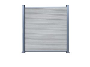 WAREN-Serie, WPC-Steckzaun-Setca. 175 x 180 cm, SMOKE WHITE, coextrudiertAbschlussleiste und Clips separat in silber oder anthrazit