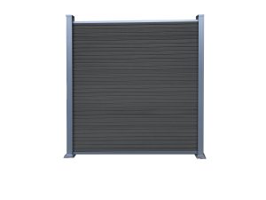 WAREN-Serie, WPC-Steckzaun-Setca. 175 x 180 cm, CHARCOAL, coextrudiertAbschlussleiste und Clips separat in silber oder anthrazit