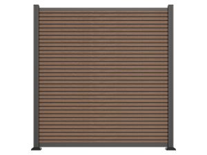 WAREN-Serie, WPC-Steckzaun-Setca. 175 x 180 cm, TEAK/ANTHRAZIT, coextrudiertAbschlussleiste und Clips separat in silber oder anthrazit
