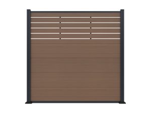 MALCHOW WPC-Steckzaunset180 x 180 cm, teak, coextrudiertinkl. 12 Alu-Abstandhalter und Start-/ Abschlussleiste teak
