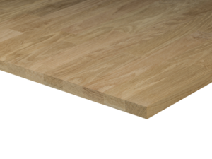 Eiche-Massivholzplatte – keilgezinkte Lamellen – A/B Qualität – D3 verleimt Lamellenbreiten 40-45mm. FSC 100% (SCS-COC-000106