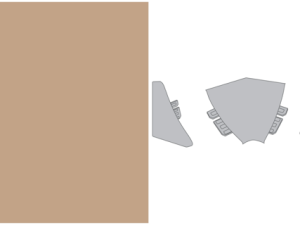 Getalit-Formteile-Set Plus – Dekor: almond Set bestehend aus: 2x Innenecke 90° – 1x Außenecke – 1x linke und 1x rechte Endkappe
