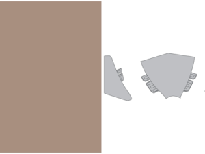 Getalit-Formteile-Set Plus – Dekor: pepper Set bestehend aus: 2x Innenecke 90° – 1x Außenecke – 1x linke und 1x rechte Endkappe