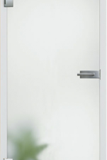 Licht & Harmonie-Ganzglastür – Modell Satinato weiß – inkl. STC-Beschichtung 8 mm ESG-Glas – Bohrungen für zwei Office(Junior)-Bänd