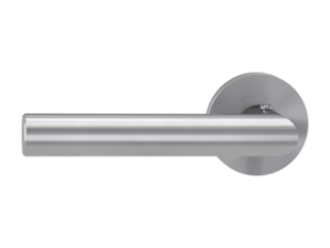 Griffwerk smart²Lock links – Lucia Professional Quattro – eckige Schraubrosetten – Edelstahl matt