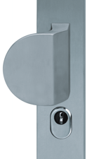 SCOOP - Außenschild ' Tresor – Edelstahl matt – mit Kernziehschutz – 72 mm Entfernung Schild gerundet