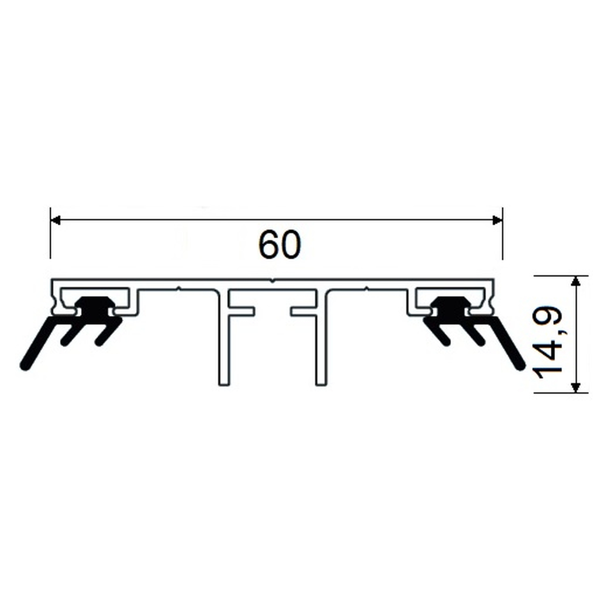 Universalsystem 60, Alu
2500 mm, Uni-Mittelprofil
inkl. Dichtung – Bild 2