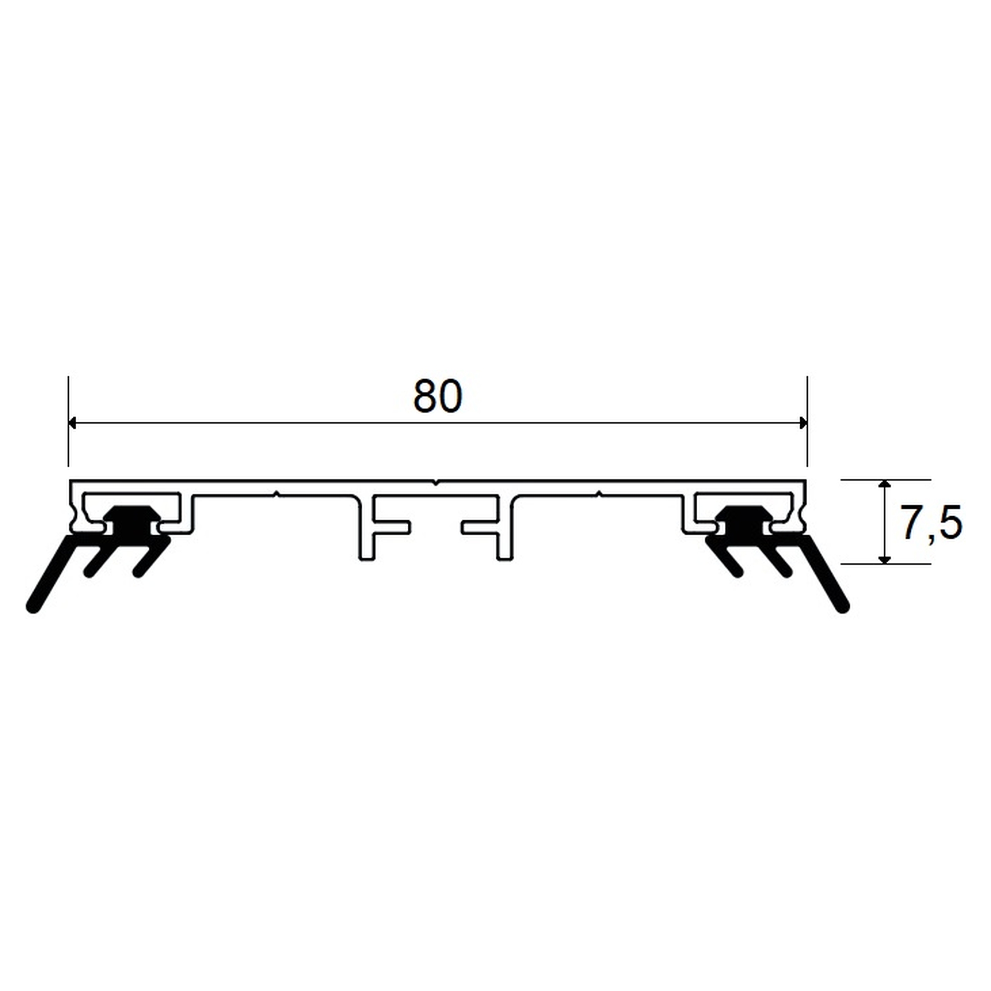 Universalsystem **80**, Alu
4000 mm. Uni-Mittelprofil
inkl. Dichtung – Bild 2