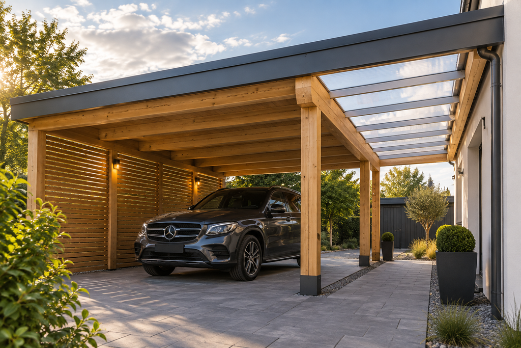 Carport Dach mit Lichtfläche