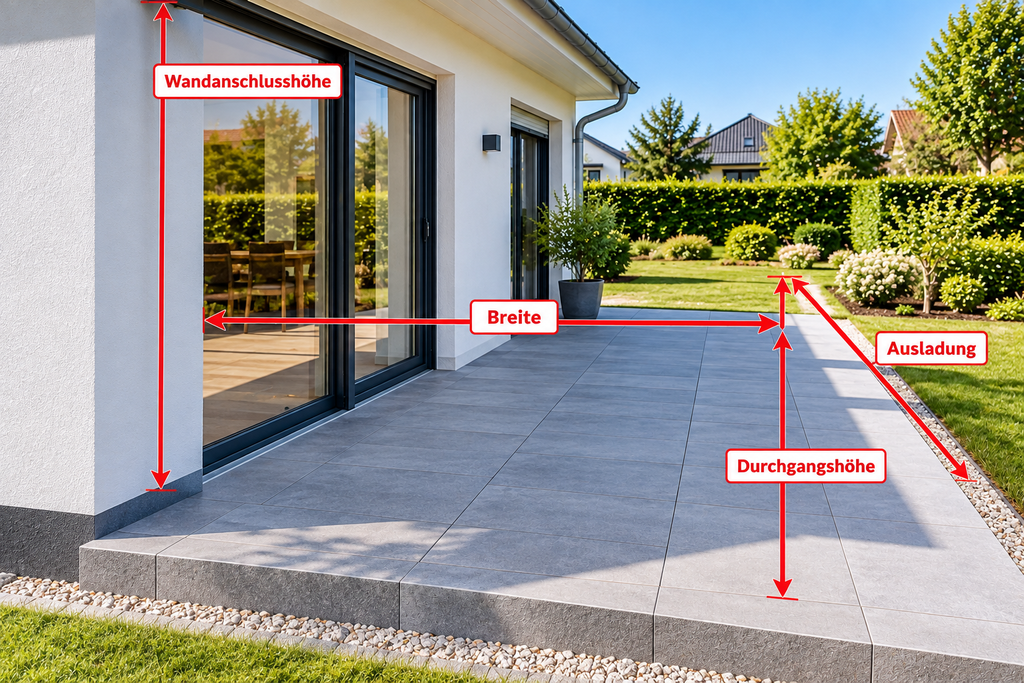 Terrassenüberdachung nach Maß individuell ausmessen