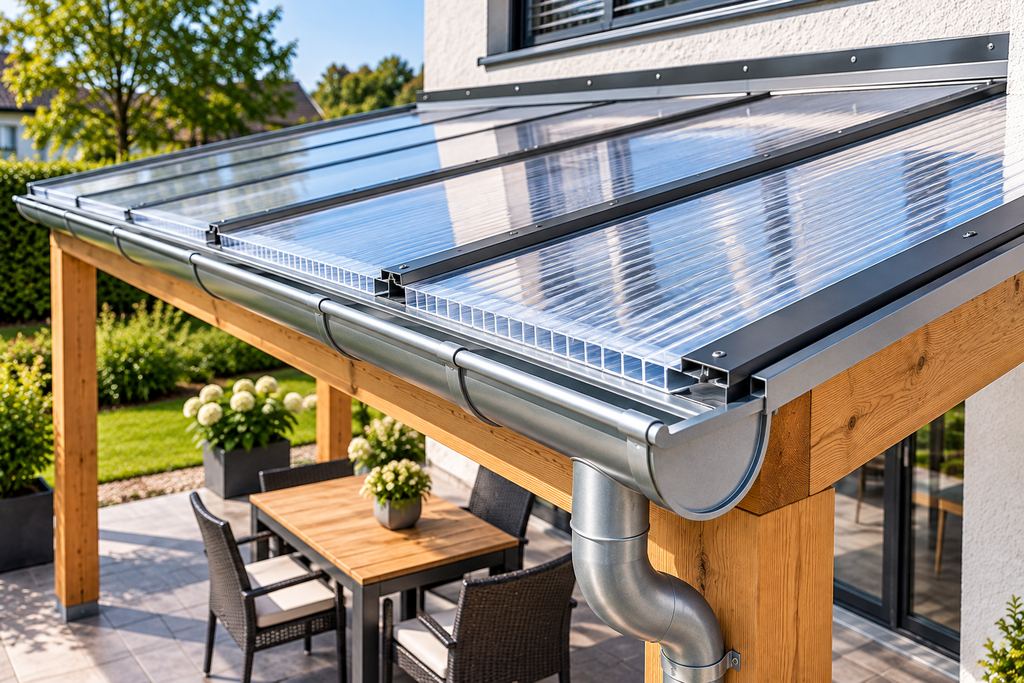 Terrassenüberdachung Entwässerung bei Stegplatten