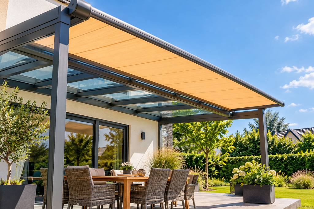 Terrassenüberdachung Sonnenschutz mit Aufdach Markise