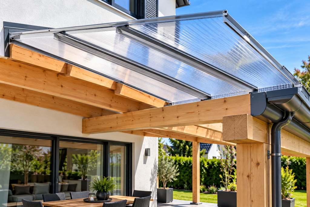 Terrassenüberdachung selber bauen mit Stegplatten