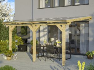 AI generated – Terrassenüberdachung Bormio 434 x 250 cm, Leimholz, natur