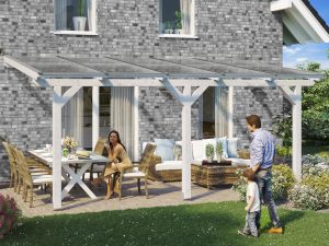 AI generated – Terrassenüberdachung Bormio 541 x 300 cm, Leimholz, weiß