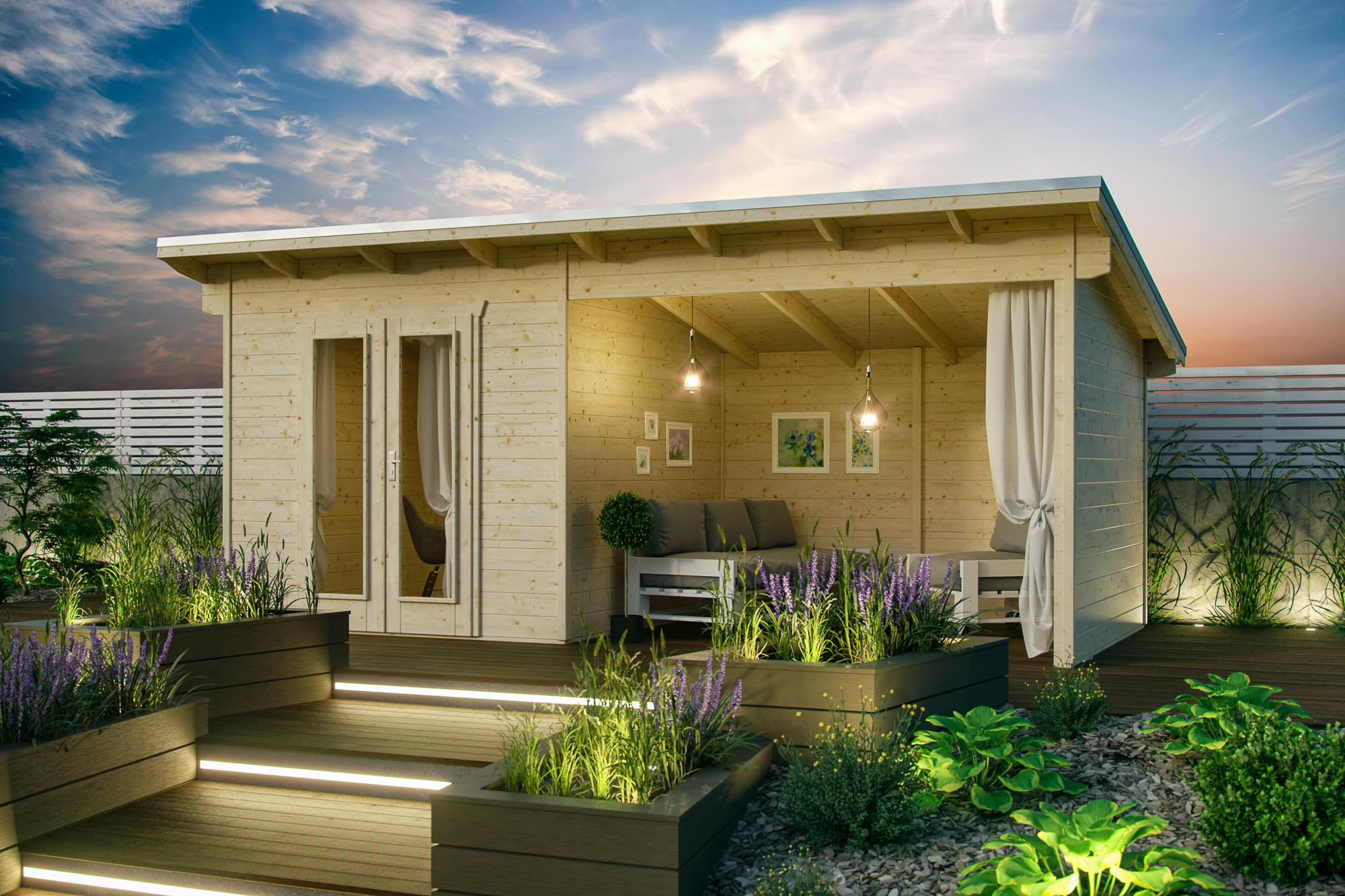 Gartenhaus Texel 550 x 250 cm, natur