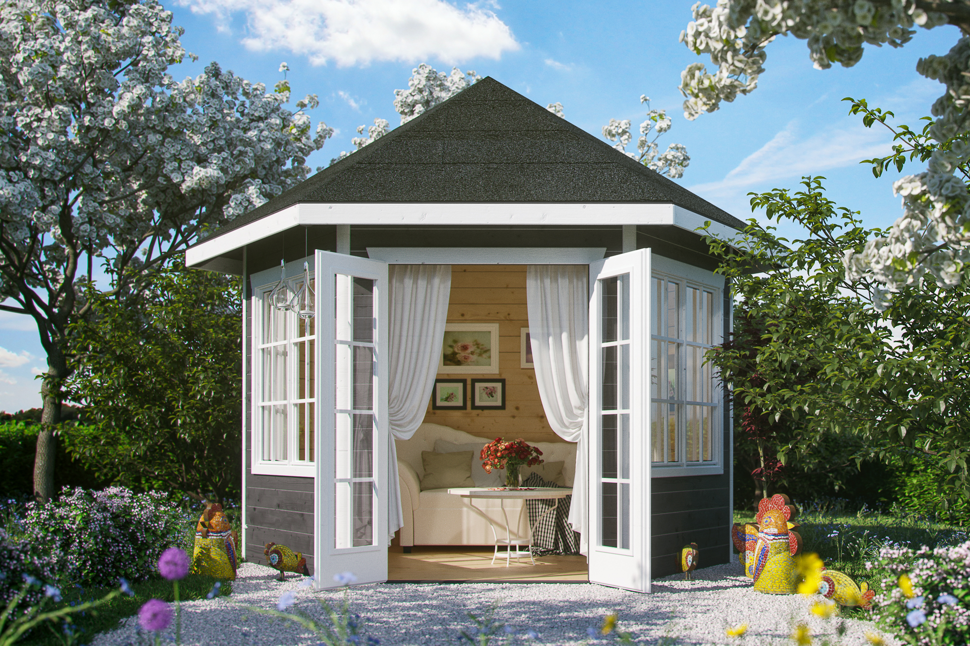Pavillon Almelo 350x303cm, schiefergrau Pavillon Almelo 350x303cm, schiefergrau