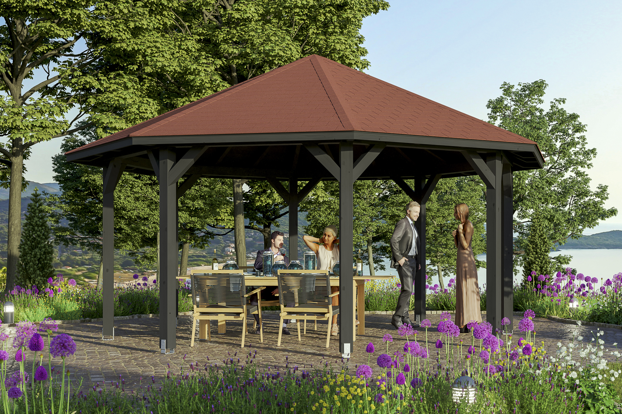 Pavillon Nice 3, Leimholz, anthrazit
