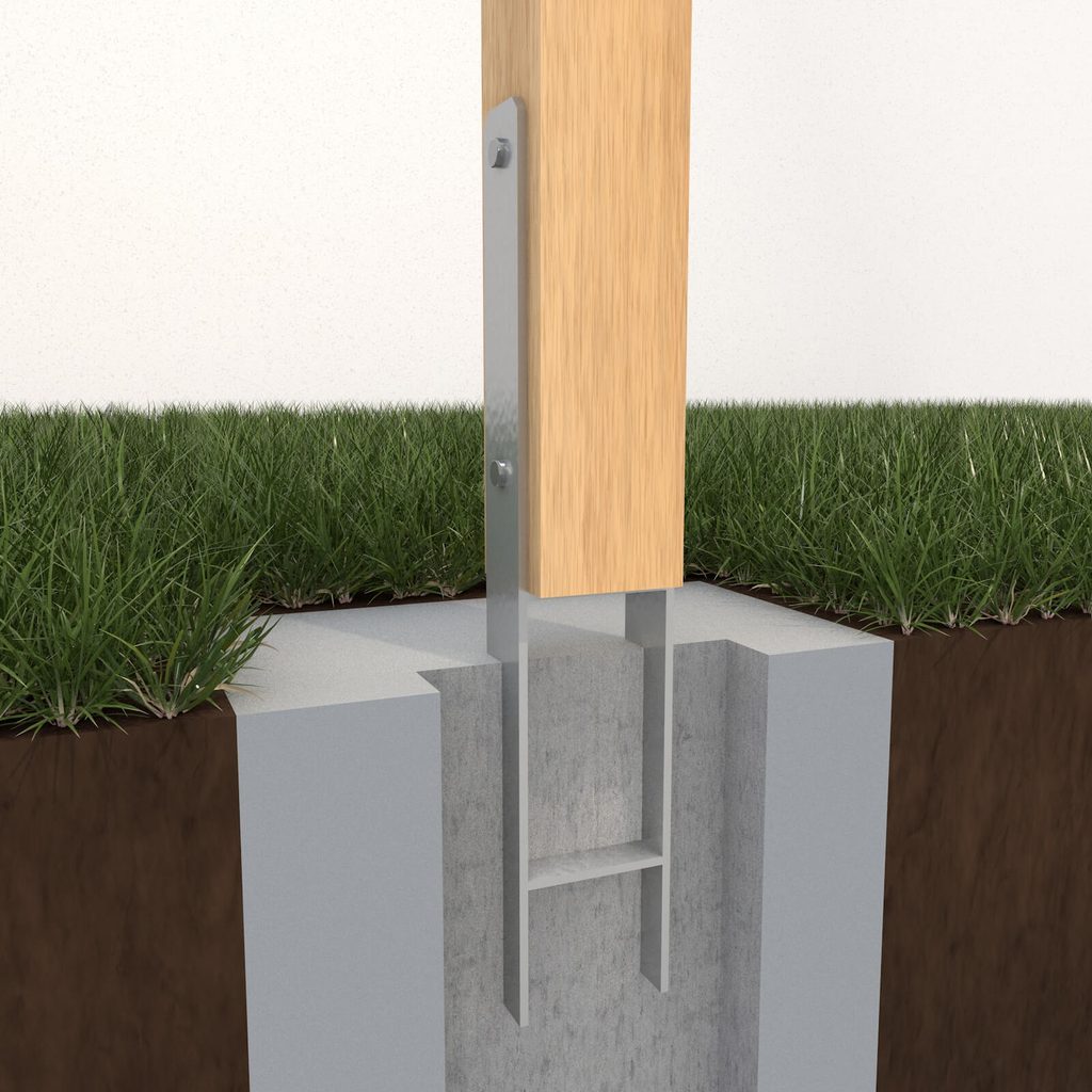 Terrassenüberdachung Fundament mit Pfostenträger