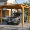 AI generated – Carport Emsland 340 x 604 cm, Stahl-Dachplatten mit Antikondensvlies, eiche hell