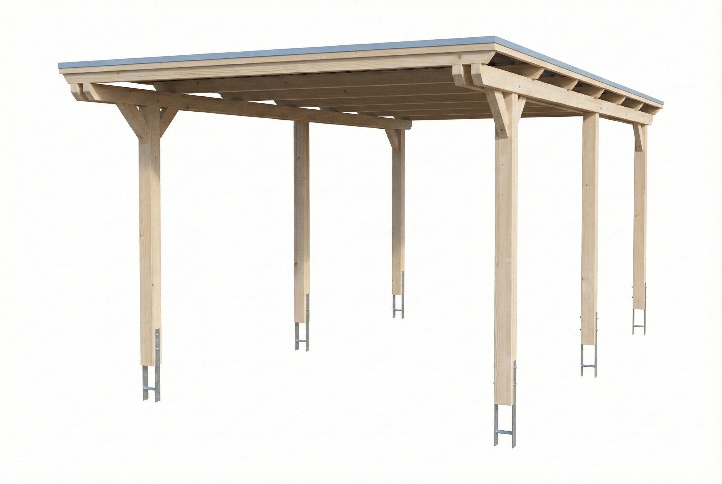 AI generated – Carport Emsland 340 x 604 cm, Stahl-Dachplatten mit Antikondensvlies, natur