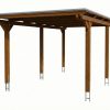 AI generated – Carport Emsland 340 x 604 cm, Stahl-Dachplatten mit Antikondensvlies, nussbaum